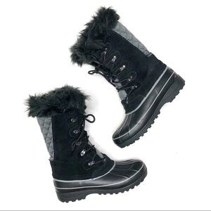Khombu Nordic 2 Waterproof Lace-up Fur Boots Black 7